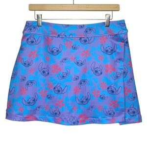 Disney Lilo & Stitch Active Skort Skirt L Blue Travel Vacation Casual Tennis Gym